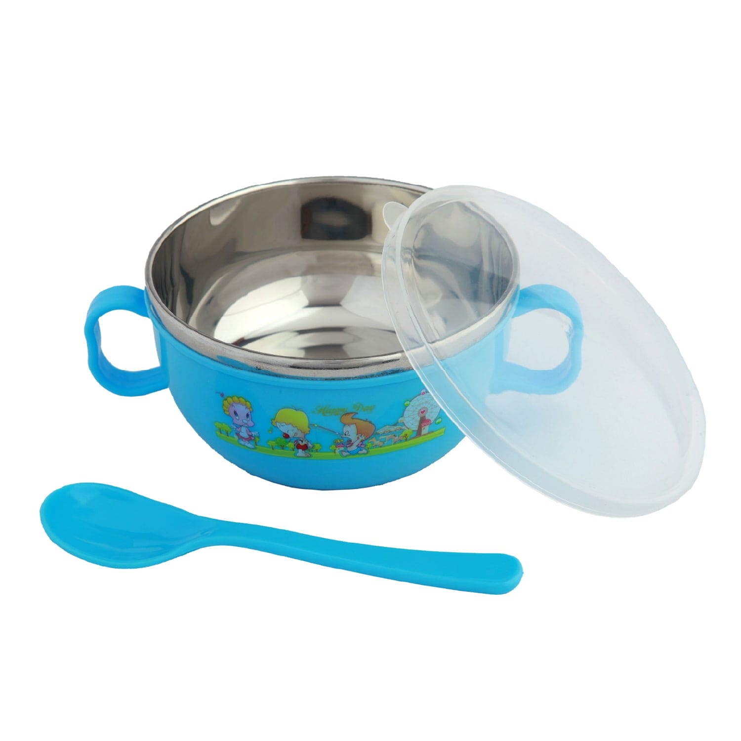 On-The-Go Blue Steel Bowl Spoon Tiffin Set