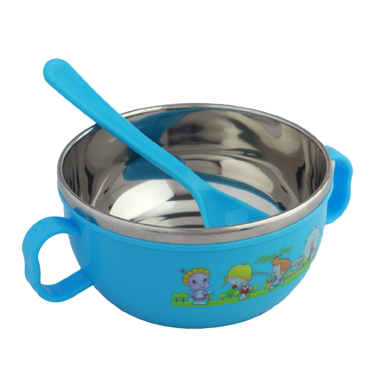 On-The-Go Blue Steel Bowl & Spoon Tiffin Set - Baby Moo