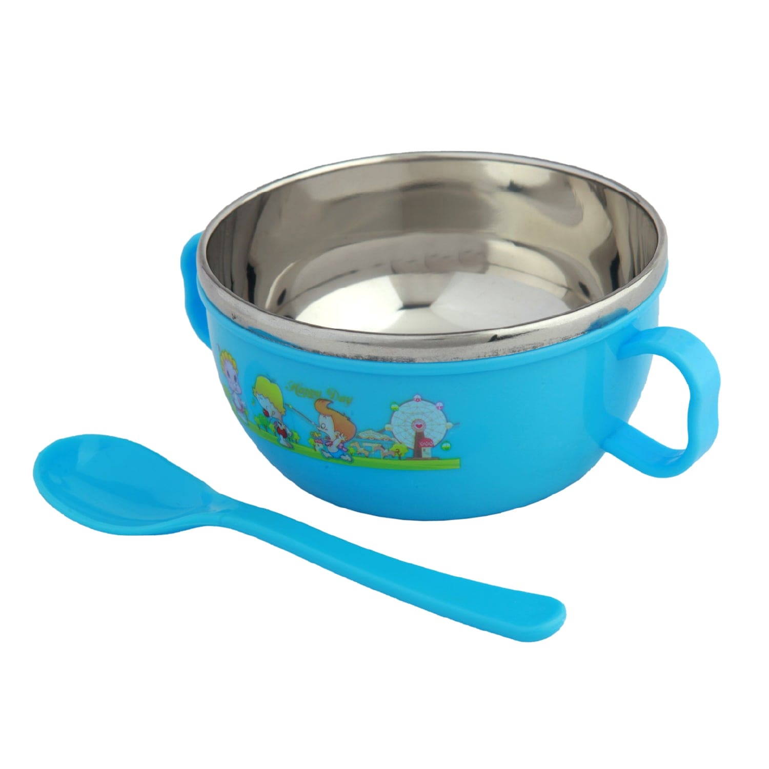 On-The-Go Blue Steel Bowl & Spoon Tiffin Set - Baby Moo