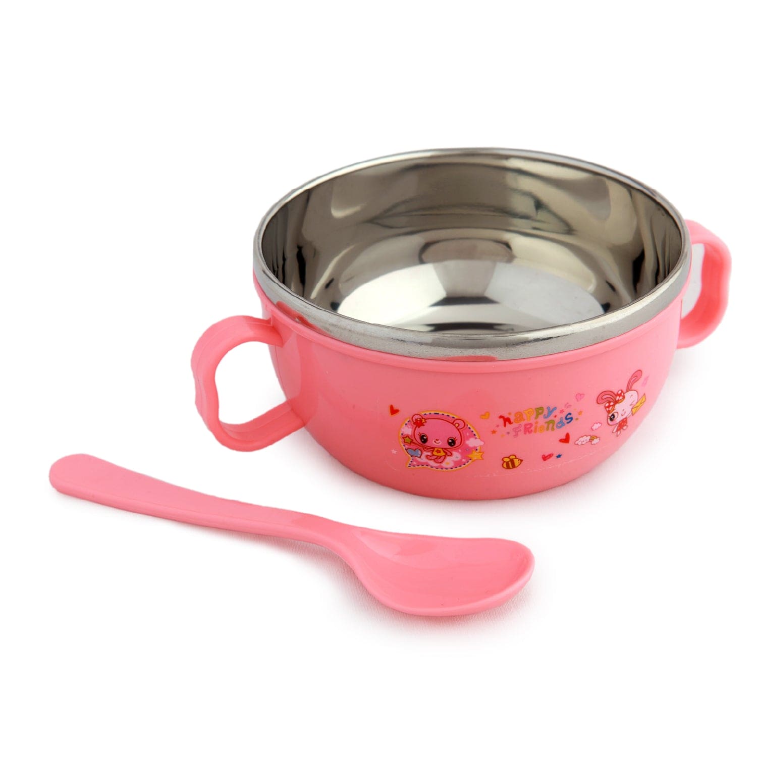 On-The-Go Pink Steel Bowl & Spoon Tiffin Set - Baby Moo