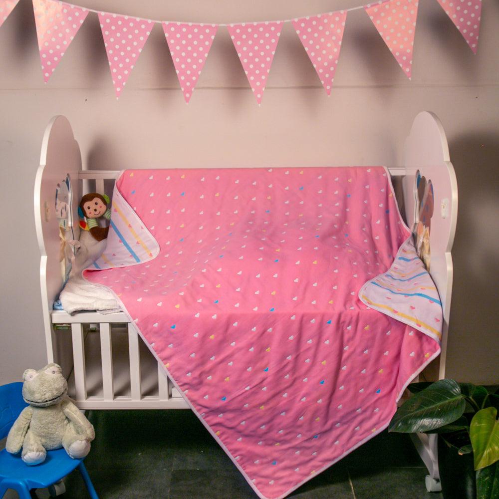 Heart Pink Embossed Baby XL Muslin Blanket - Baby Moo