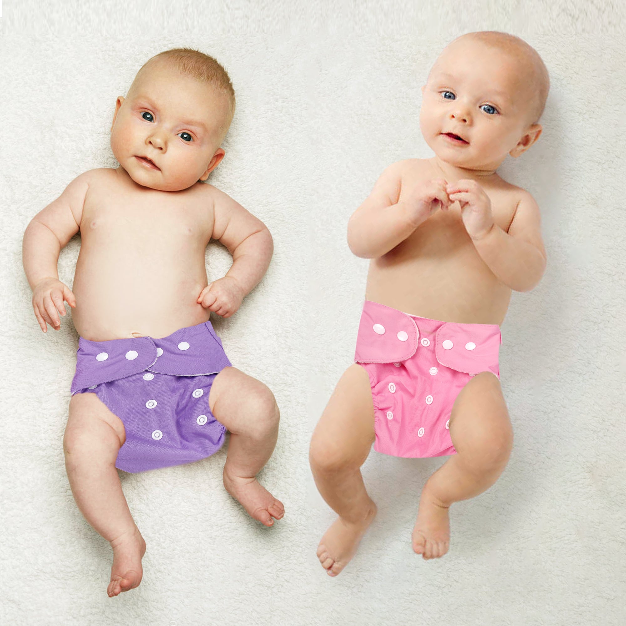 Plain Pink And Purple Reusable 2 Pk Diaper - Baby Moo