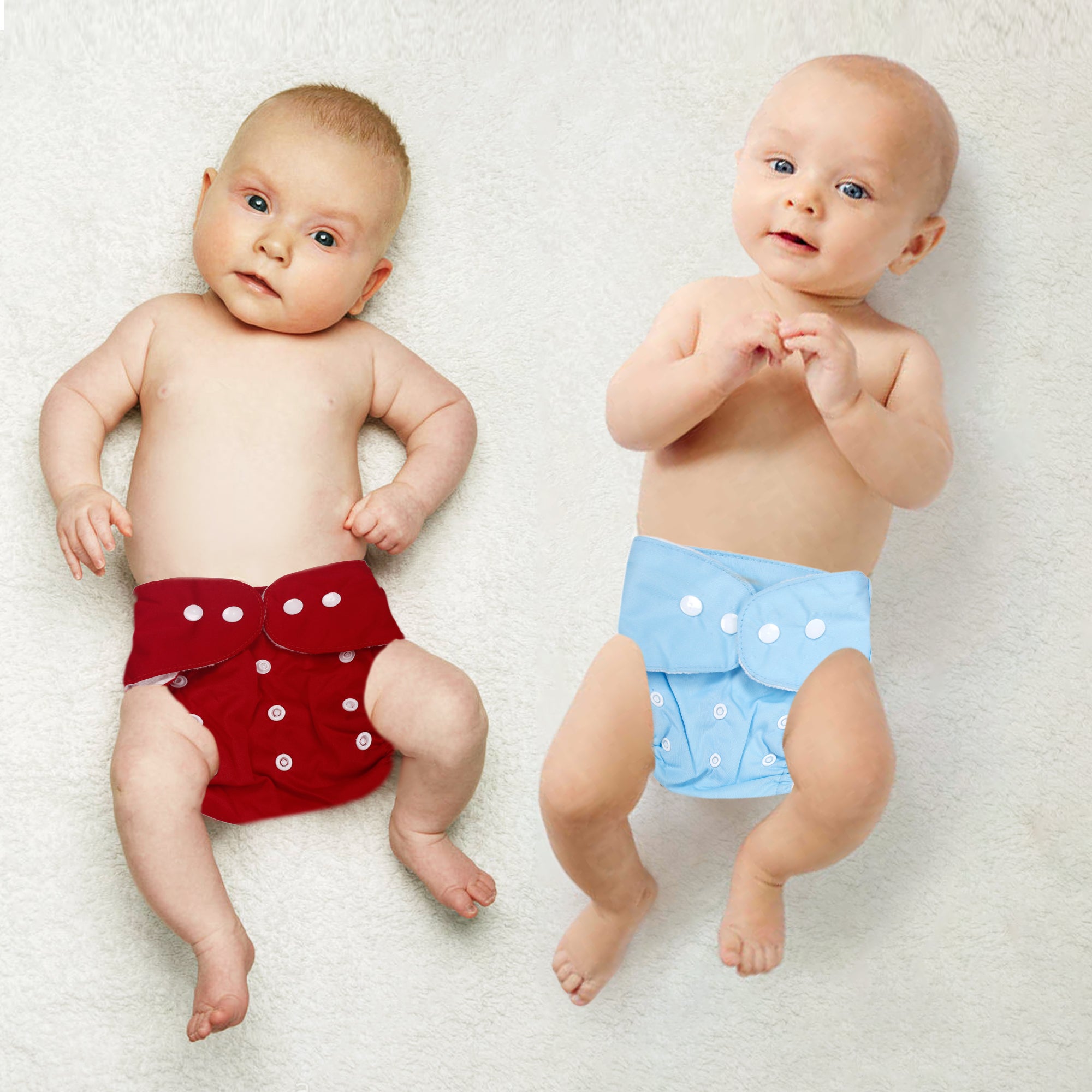 Plain Red And Blue Reusable 2 Pk Diaper - Baby Moo
