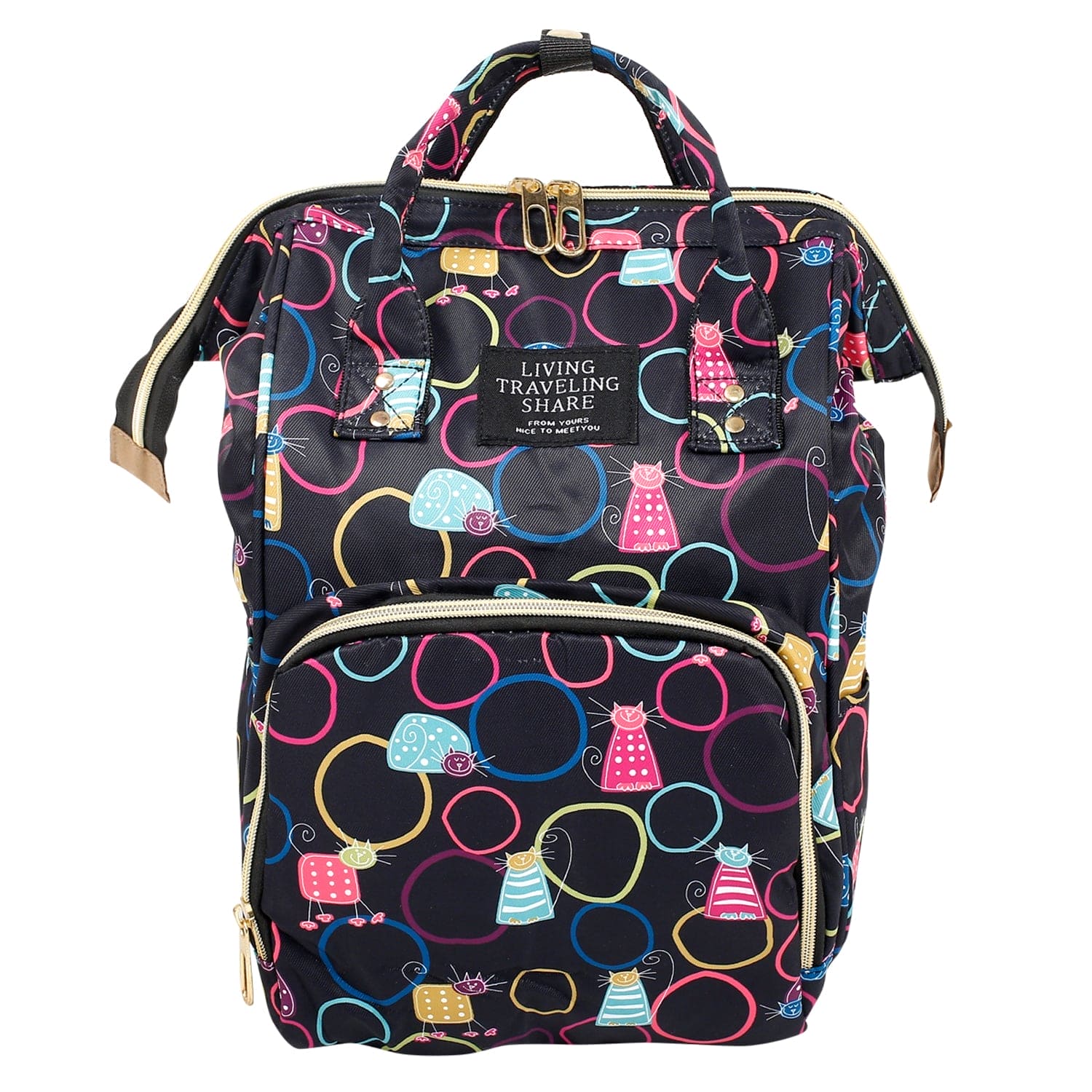 Kitty Black Diaper Bag - Baby Moo