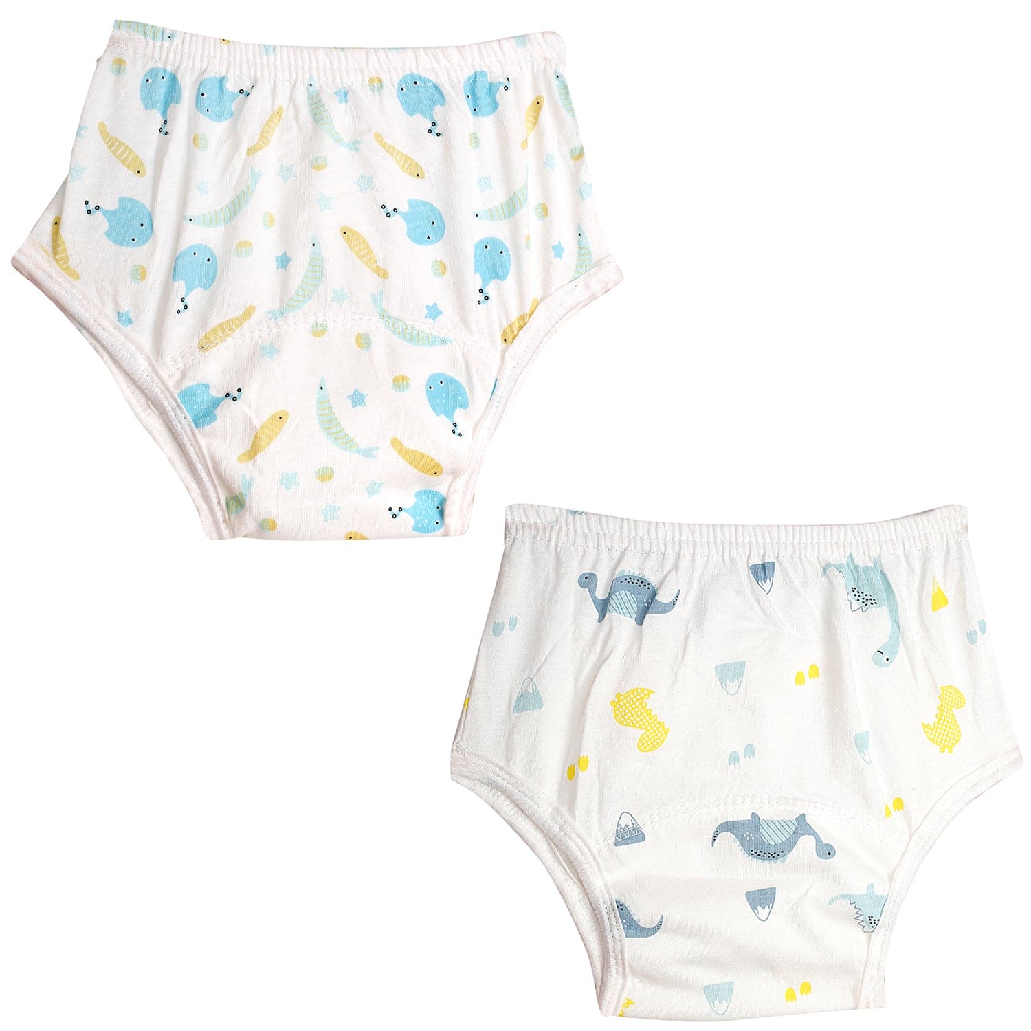 Adjustable & Washable Cloth Diaper Panty 2 Pk Dinosaurs And Fish Multicolour - Baby Moo