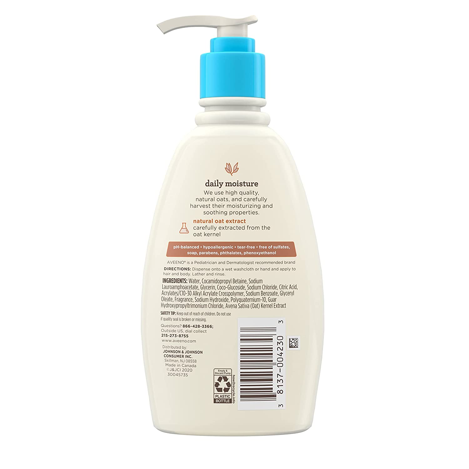 Aveeno Baby Daily Moisture Wash and Shampoo with Oat Extract Gentle on Hair & Skin 354 ml - Baby Moo