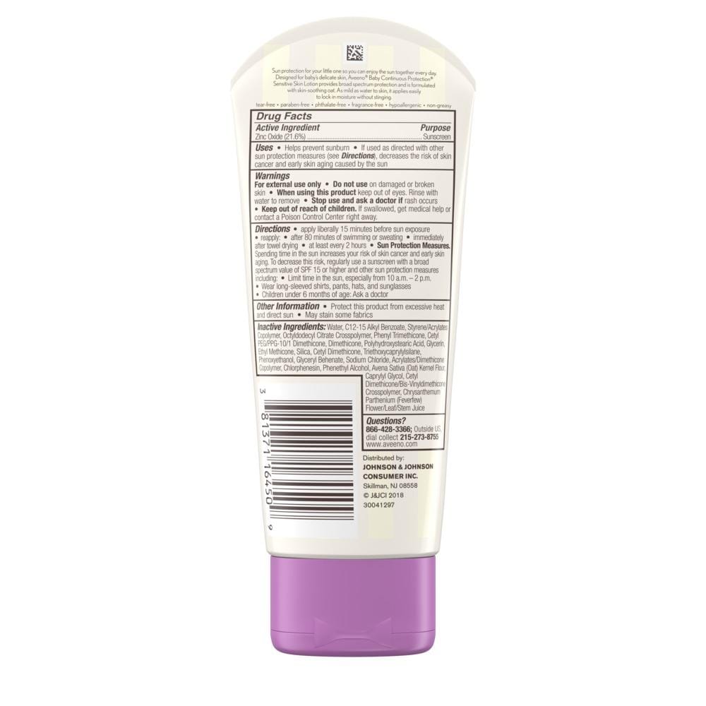Aveeno Baby Continuous Protection Zinc Oxide SPF 50 Sunscreen Lotion - 88 ml - Baby Moo
