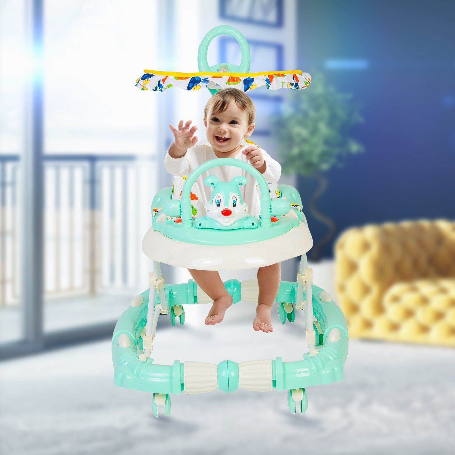 Animal Green 2 in 1 Premium Walker Cum Rocker - Baby Moo