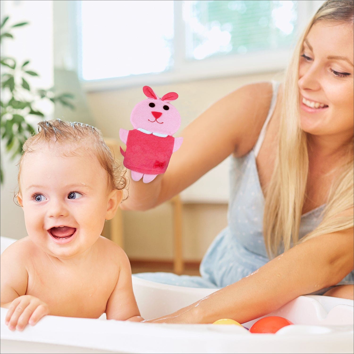 Animal Pink Cartoon Bath Glove - Baby Moo