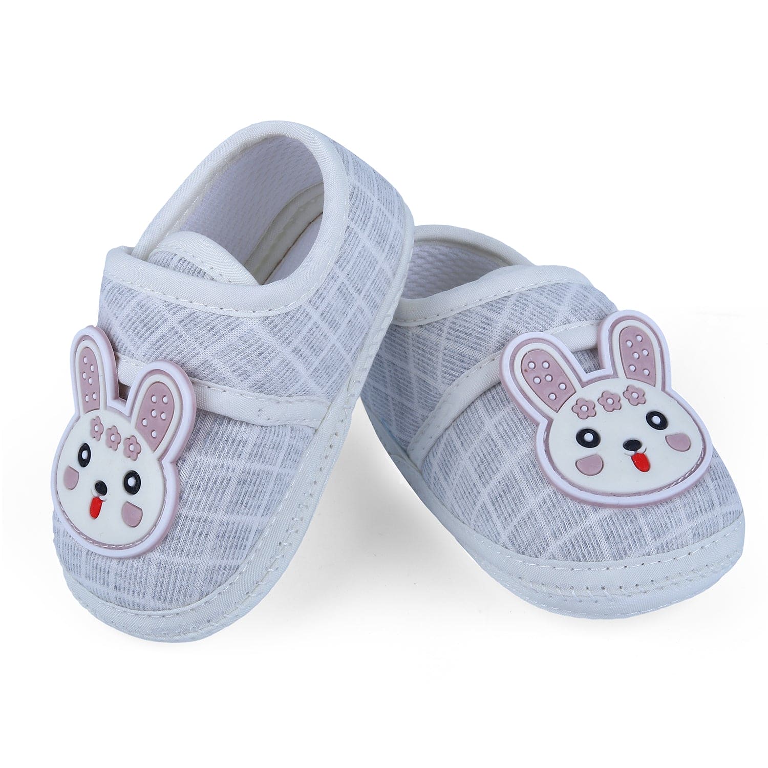 Baby Moo Naughty Bunny Velcro Strap Non-slip Kids Booties - Grey - Baby Moo