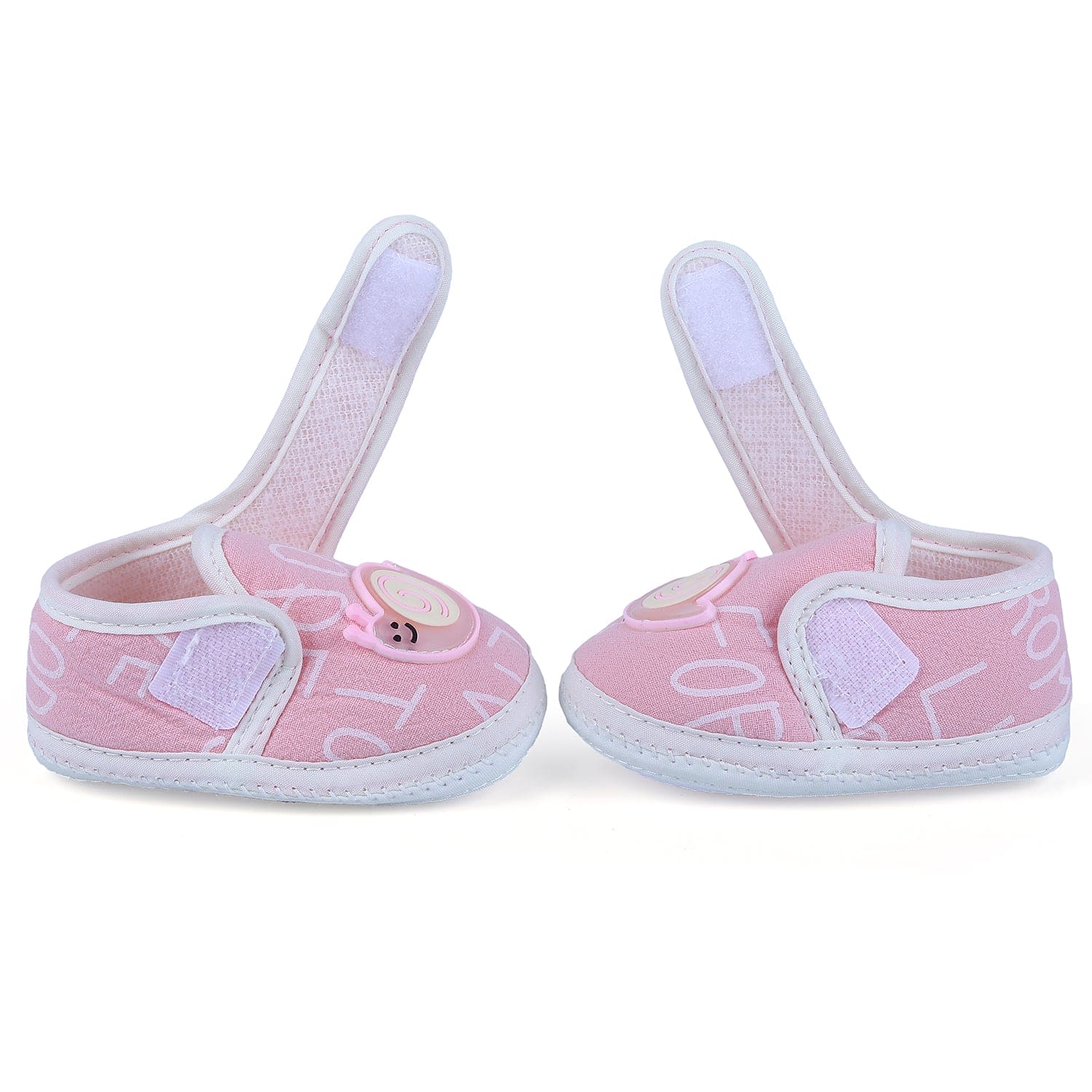 Baby Moo Snail Applique Velcro Strap Non-slip Kids Booties - Pink - Baby Moo