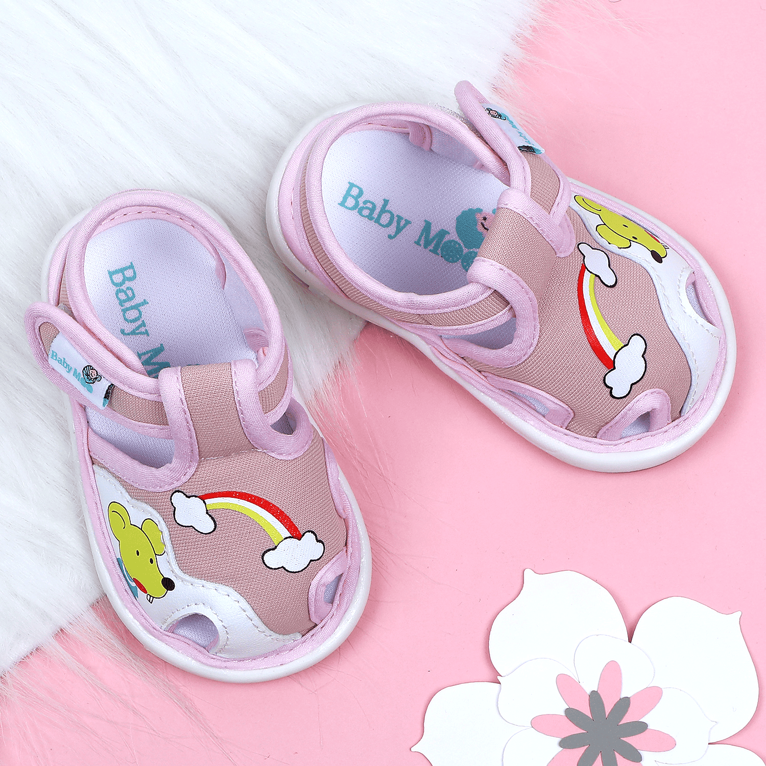 Pink slippers for online baby girl