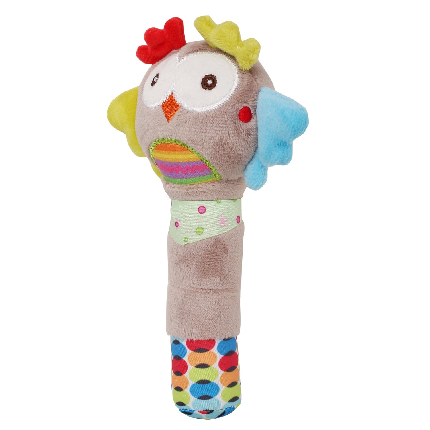 Snoozing Owl Grey Handheld Rattle - Baby Moo
