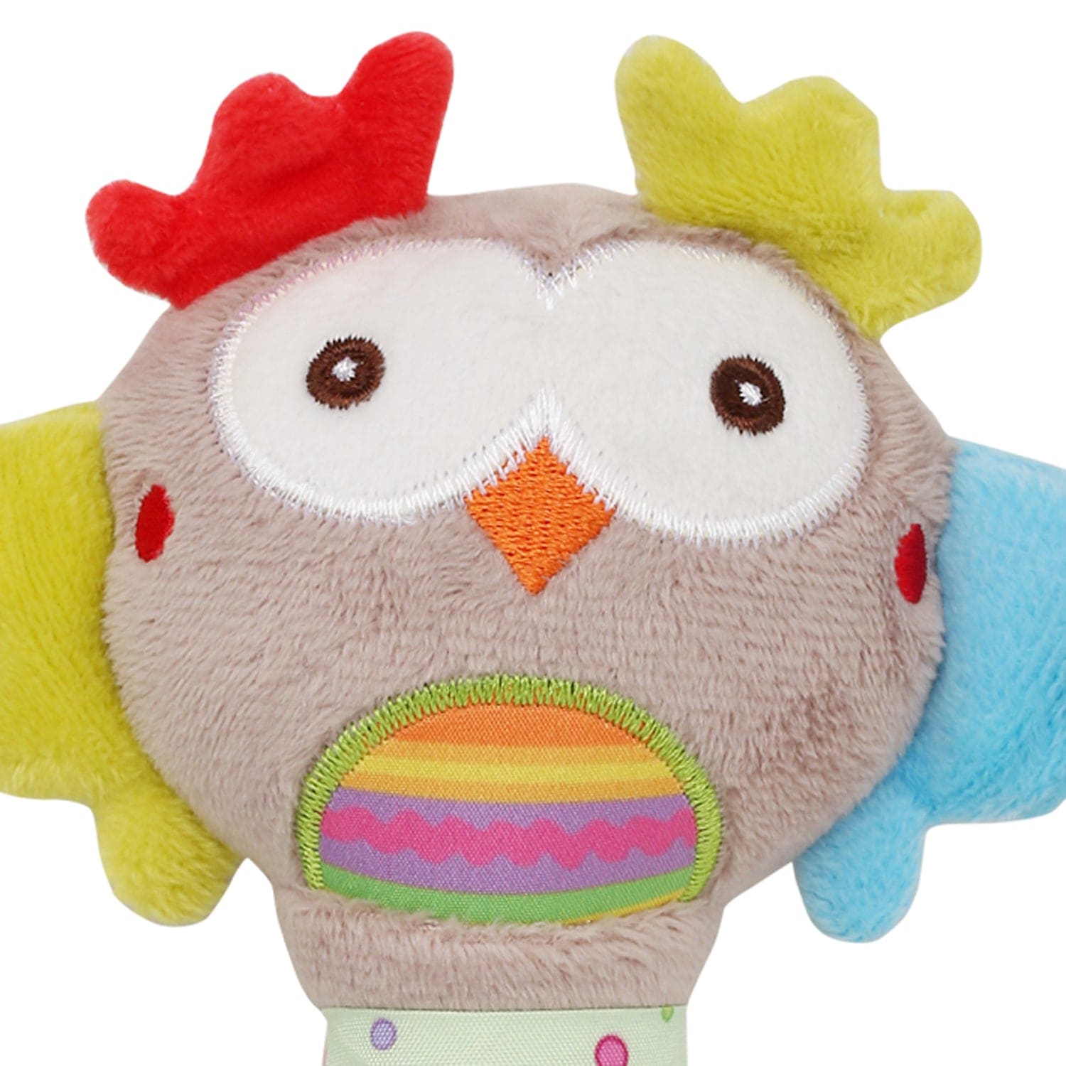 Snoozing Owl Grey Handheld Rattle - Baby Moo