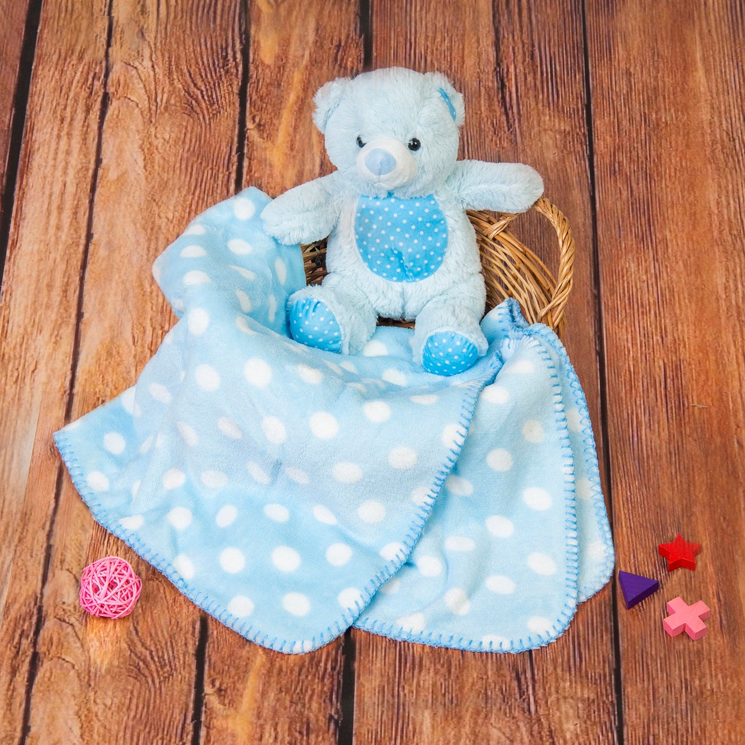 Baby Moo Bear Soft Cozy Plush Toy Blanket Blue