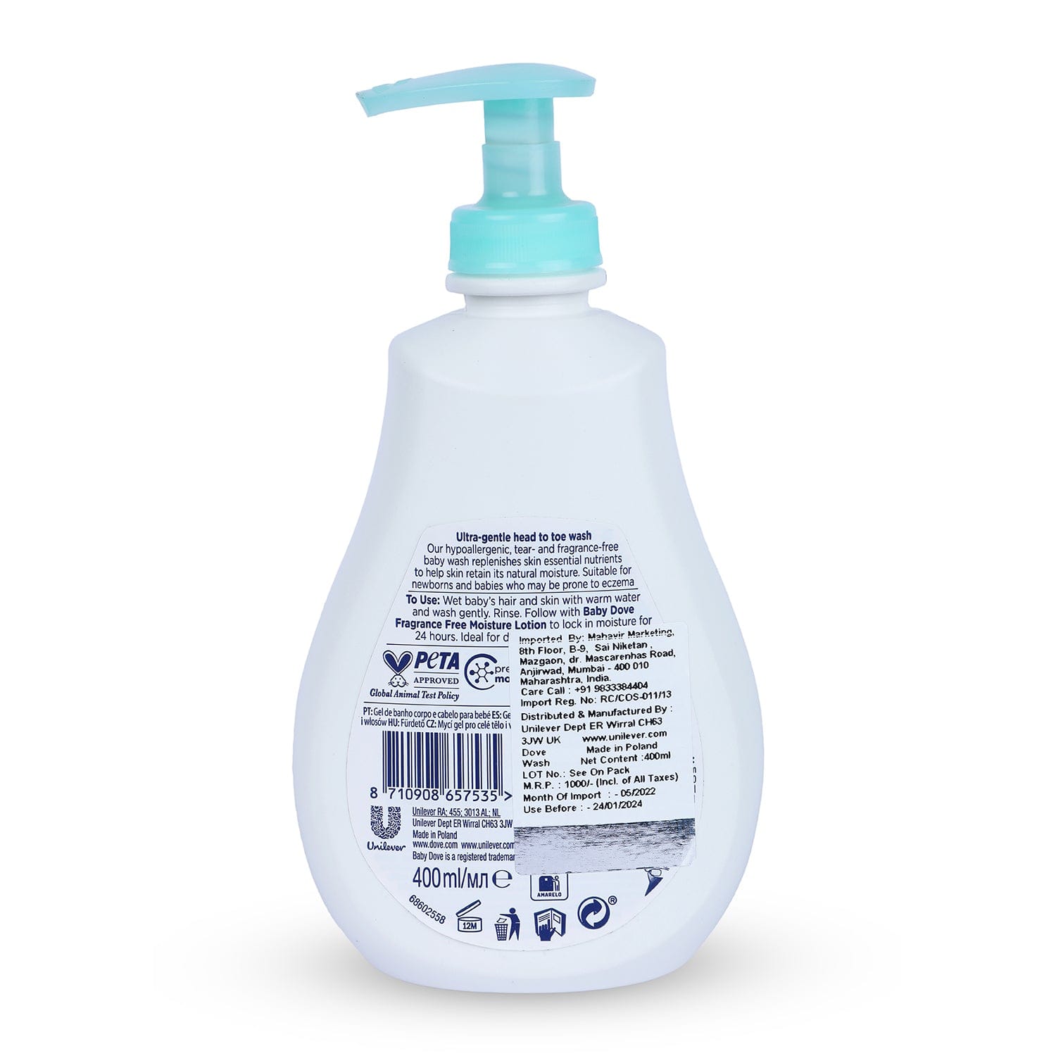 Baby Dove Sensitive Skin Care Head to Toe Wash - 400 ml - Baby Moo