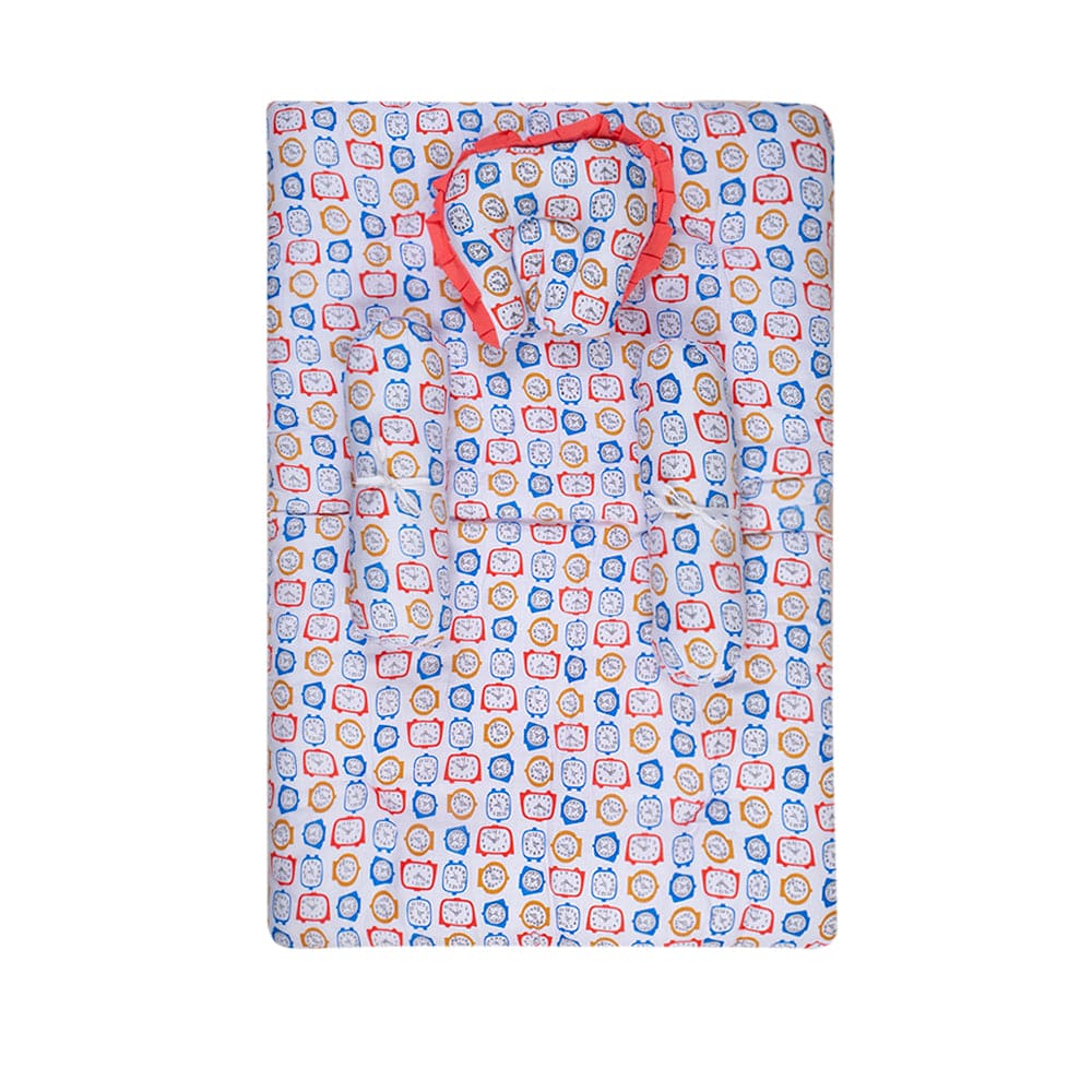 Clocks Multicolour Muslin Mattress Set