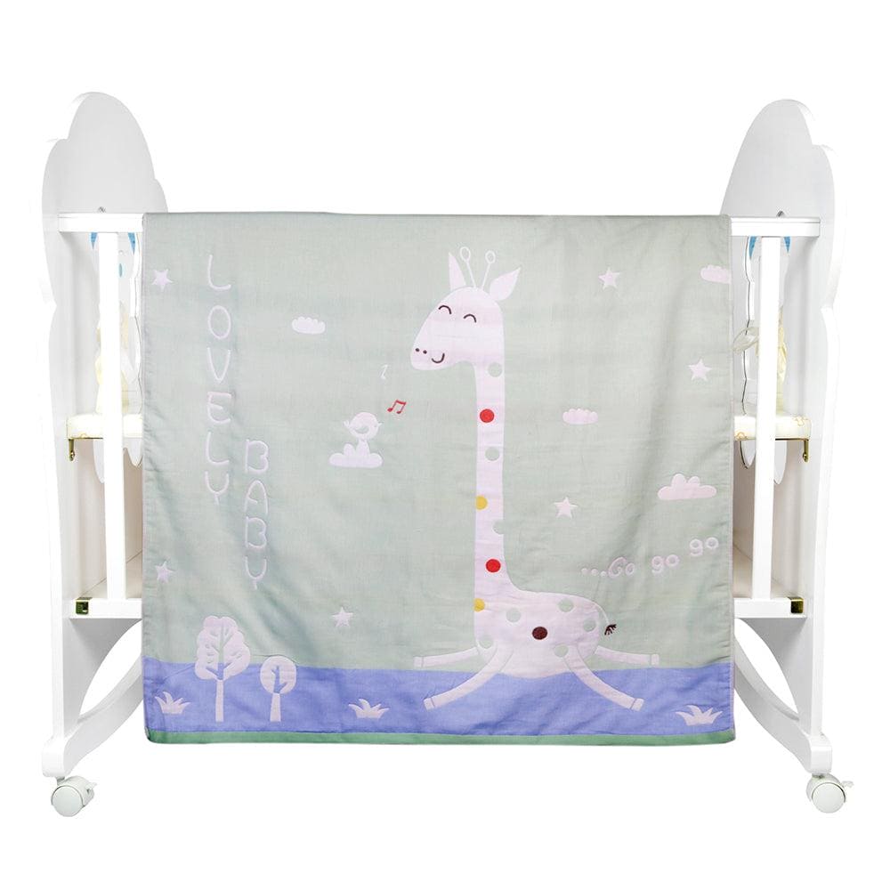 Giraffe Green Large Muslin Blanket - Baby Moo