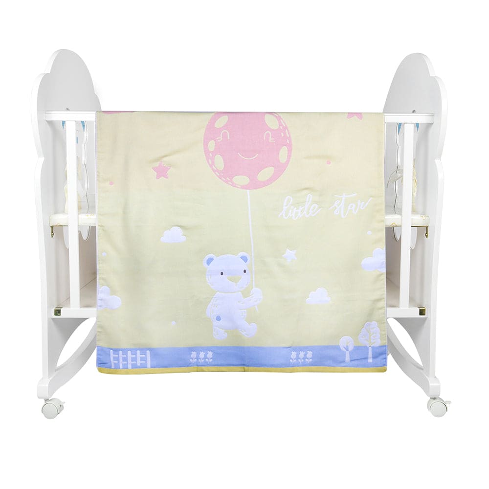 Little Star Bear Yellow Large Muslin Blanket - Baby Moo