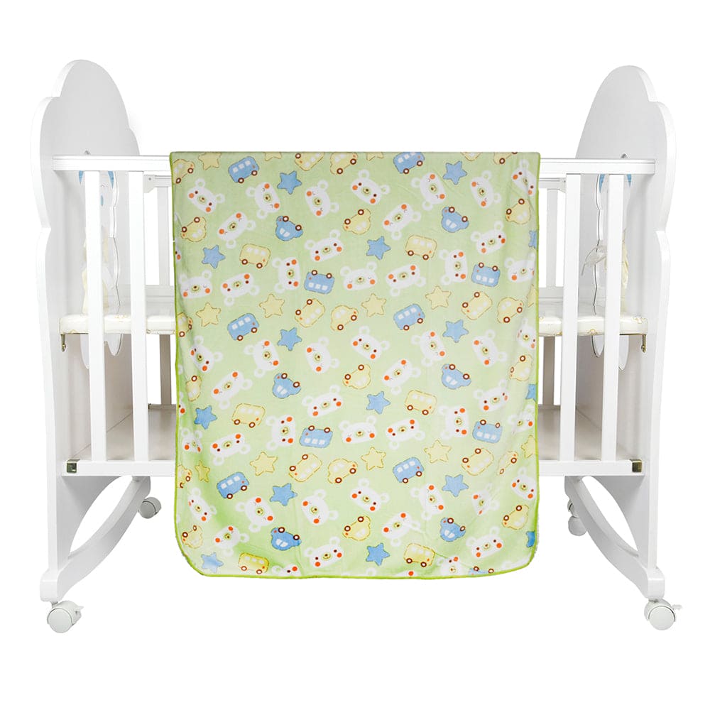 Buses & Bears Green Fur Blanket - Baby Moo