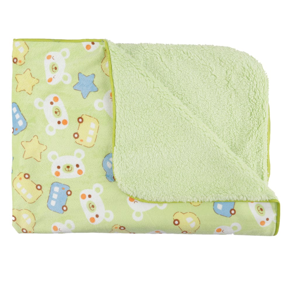 Buses & Bears Green Fur Blanket - Baby Moo
