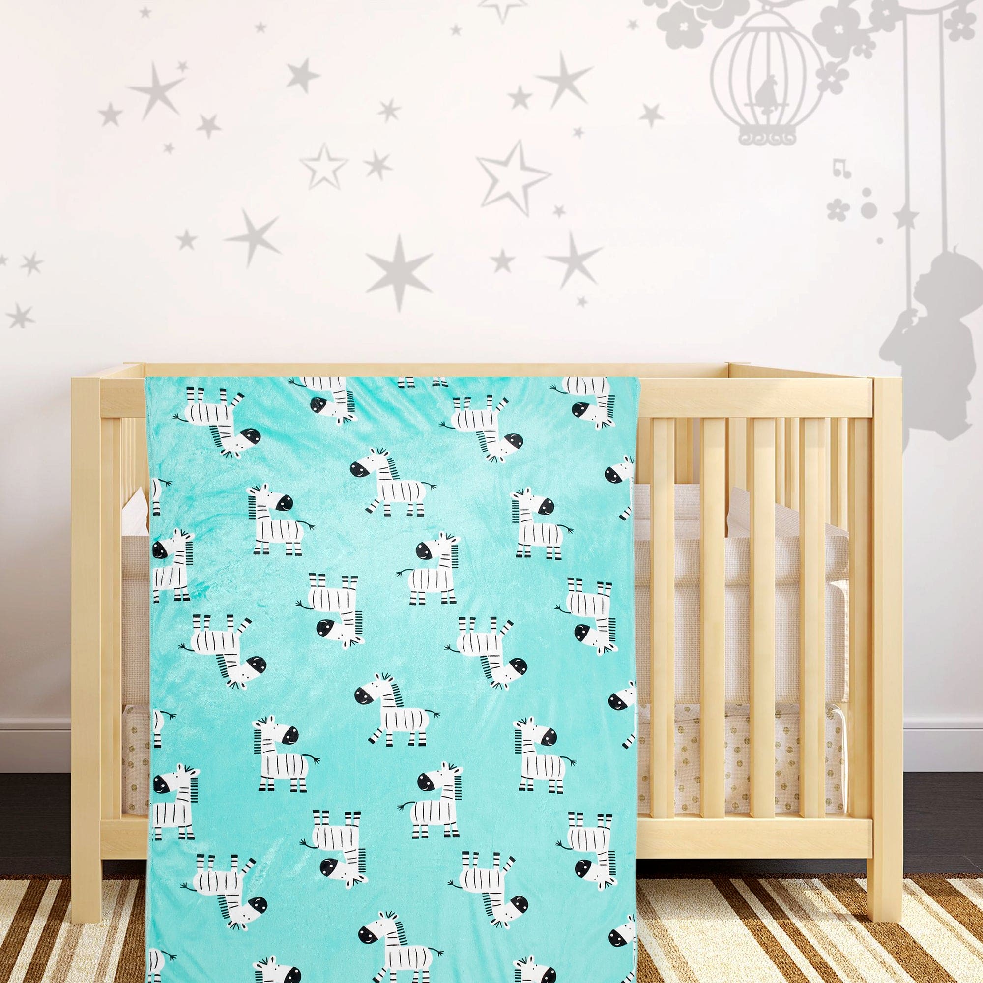 Zebra Aqua Blue Blanket