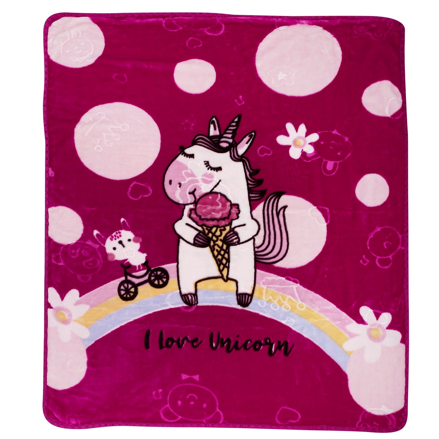 I Love Unicorns And Rainbows Red Blanket - Baby Moo