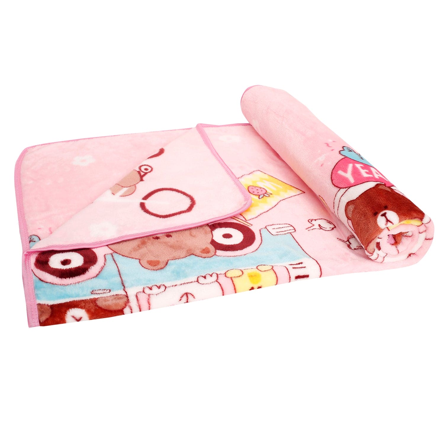 Cycling Bear Pink Blanket - Baby Moo