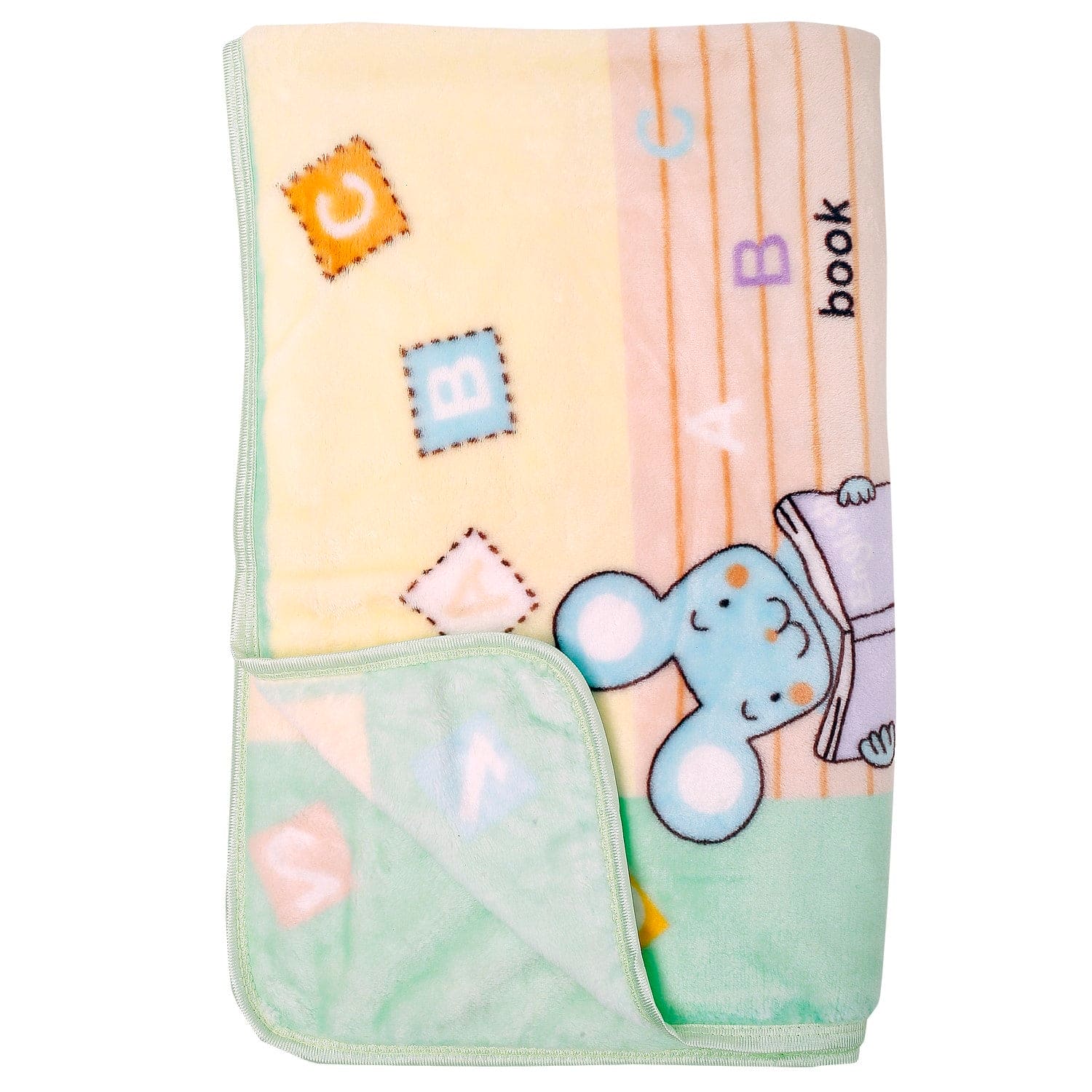 Bookworm Cream And Green Blanket - Baby Moo