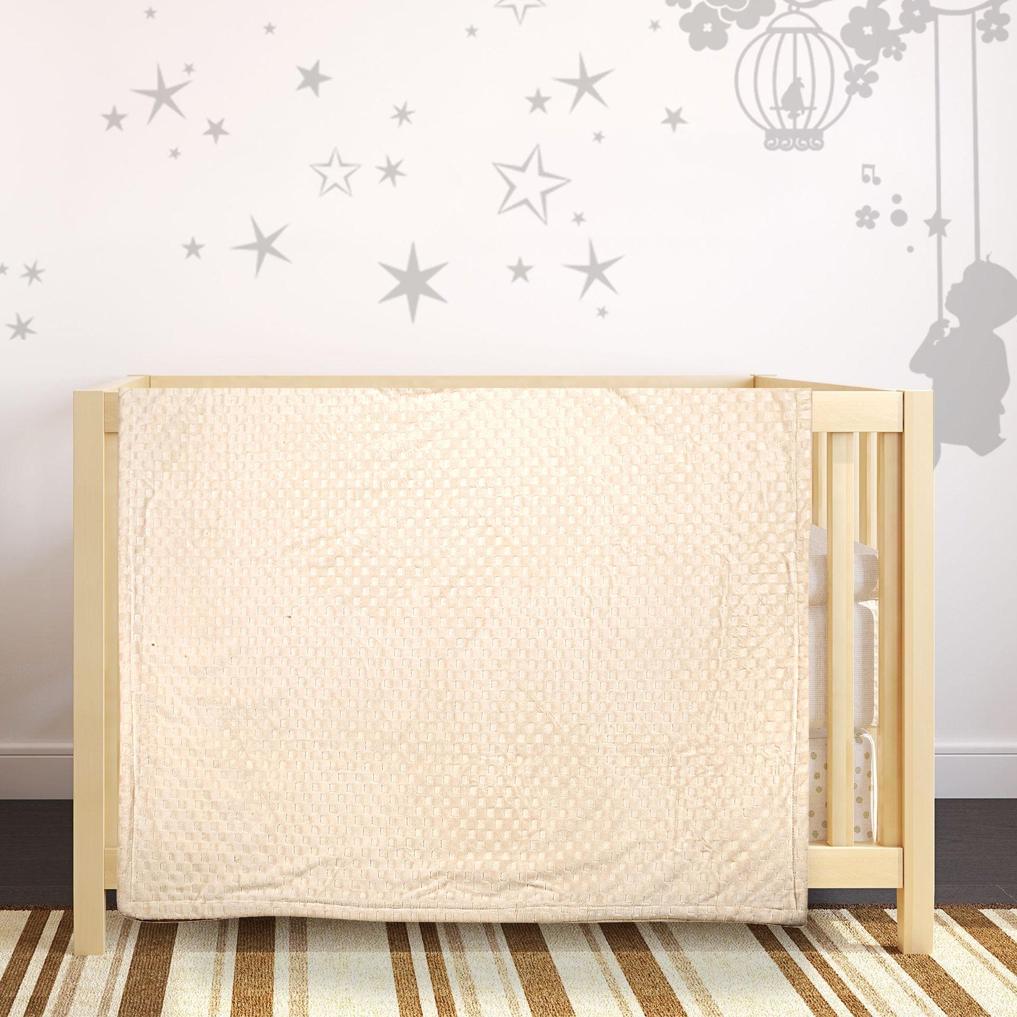 Chequered Cream Textured Beige Blanket