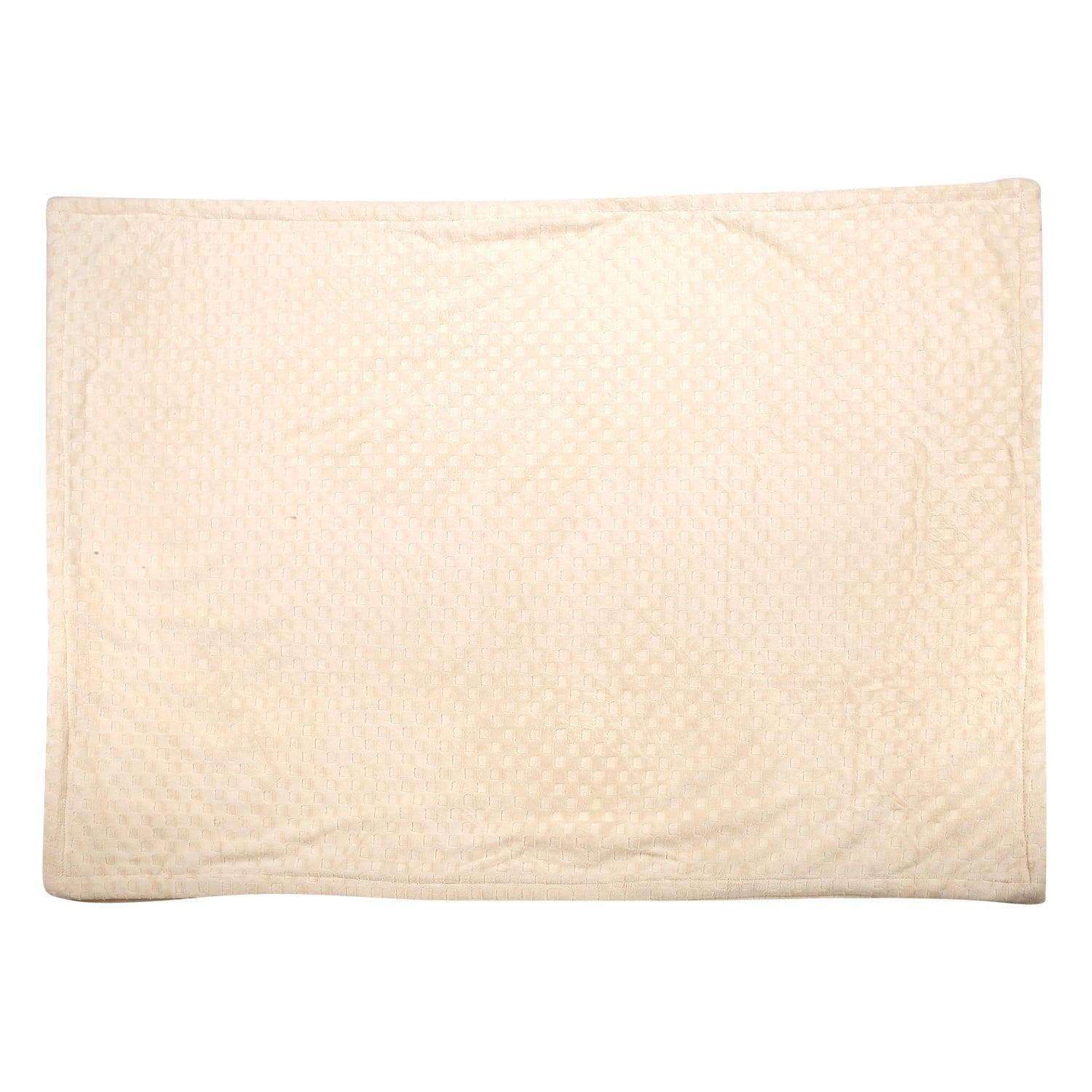 Chequered Cream Textured Beige Blanket