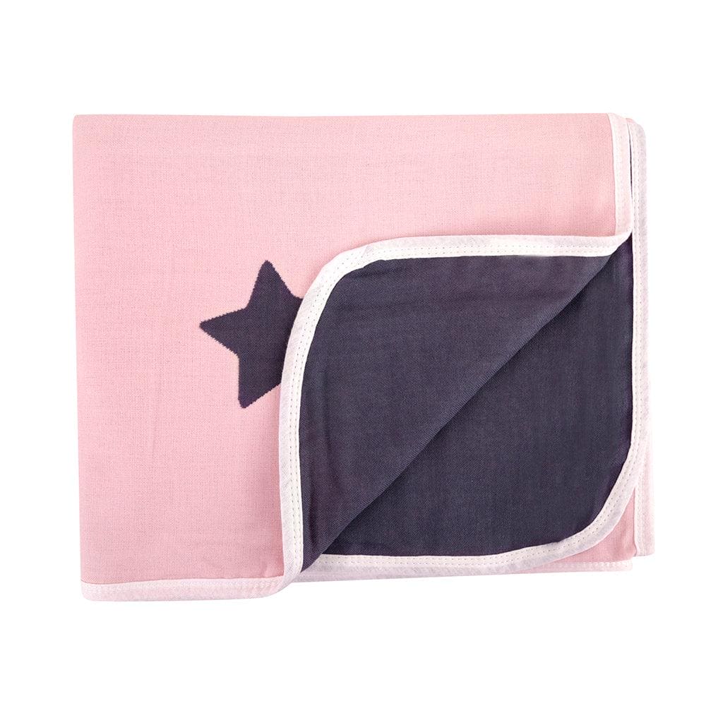 Zebra Grey and Pink Big Baby Medium Muslin Blanket - Baby Moo