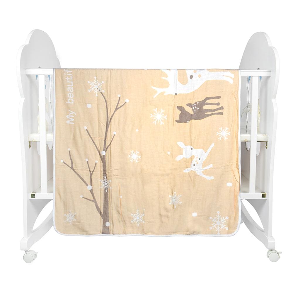 Winter Wonderland Beige Embossed Baby Large Muslin Blanket - Baby Moo
