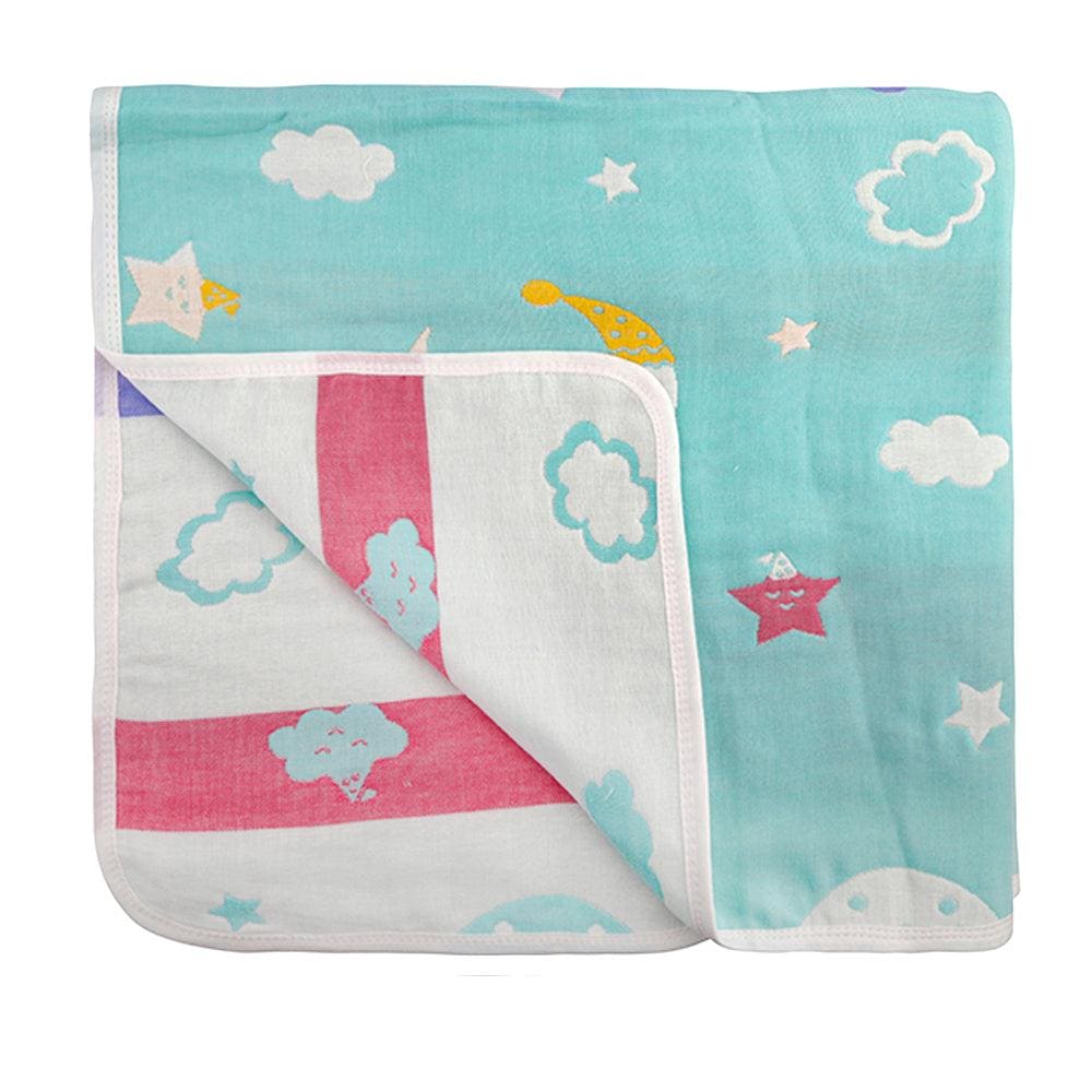 Star Turquoise Embossed Baby XL Muslin Blanket