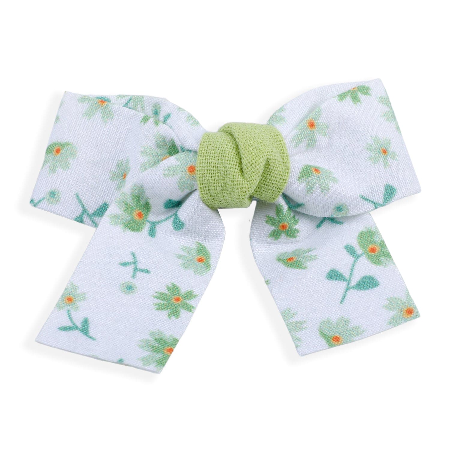 Floral Hair Bow Clip Set of 2 - Green - Baby Moo