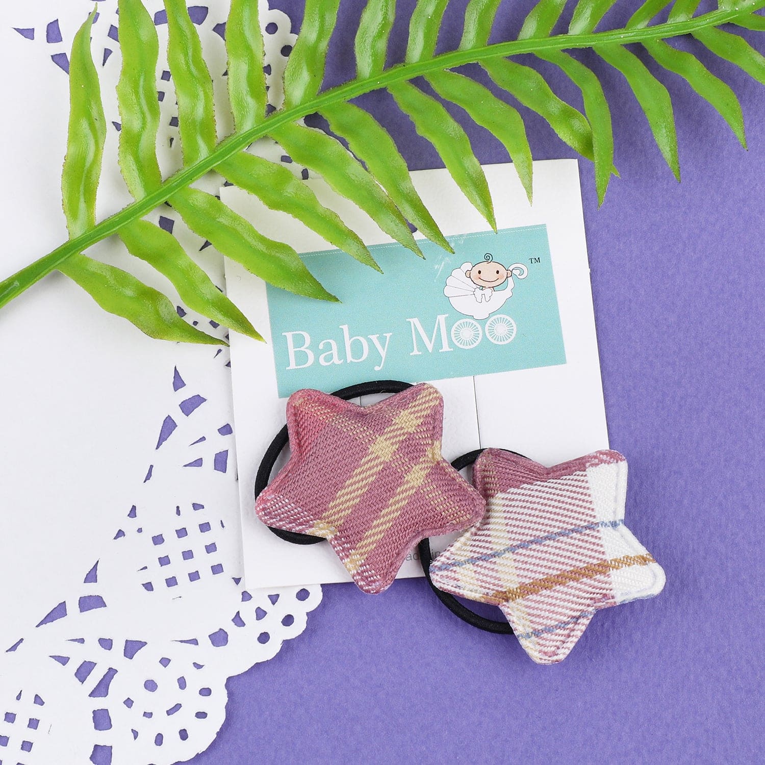 Star Rubber Bands Hair Elastic 2 Pcs - Maroon - Baby Moo