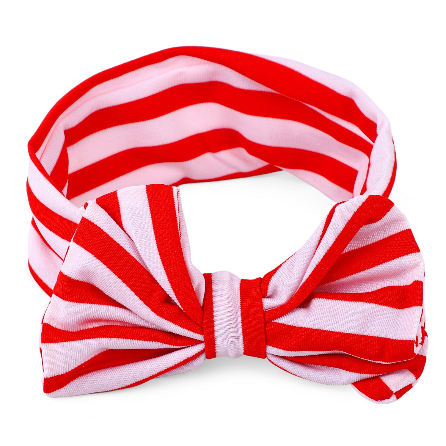 Stripes Soft Bow Headband - Red - Baby Moo