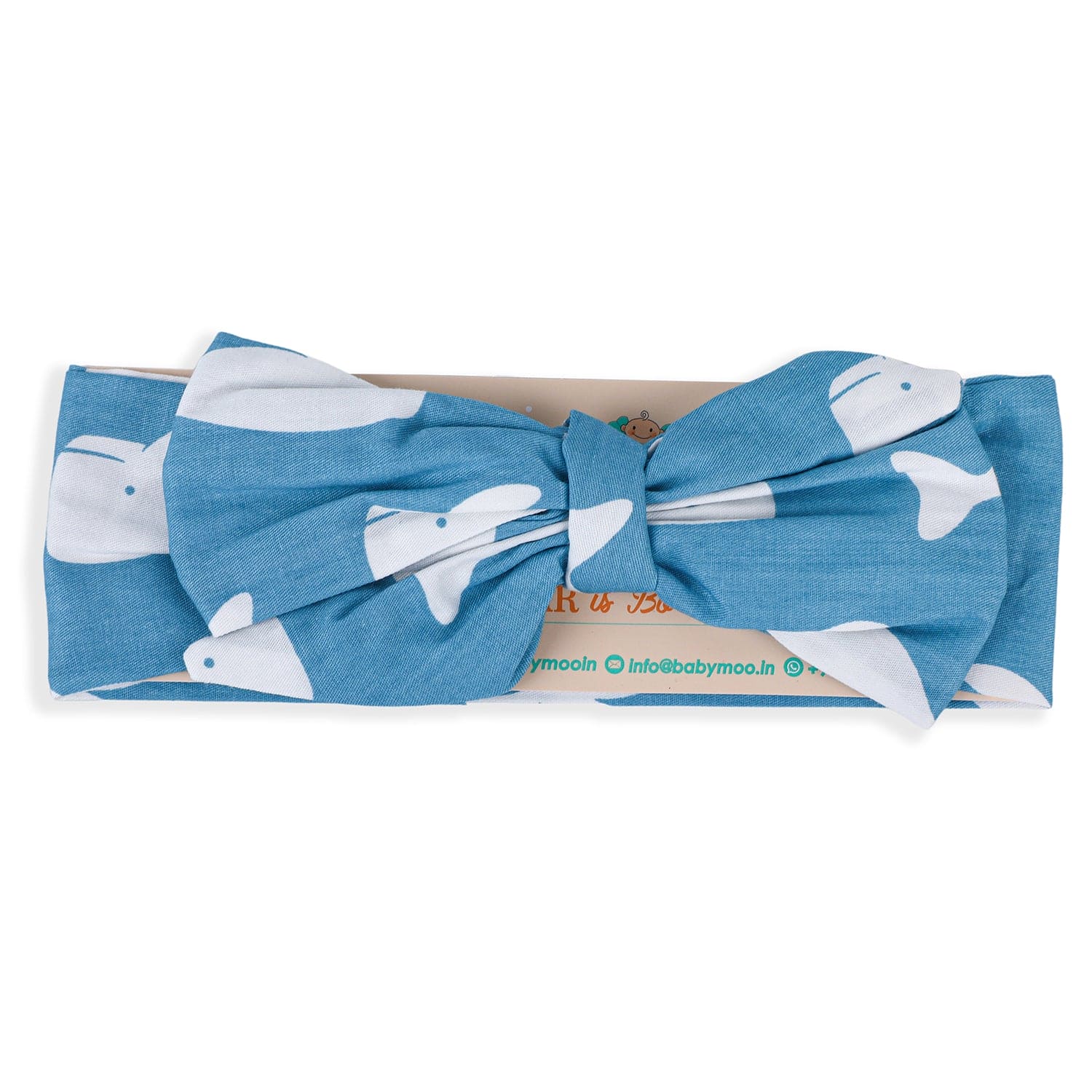 Whale Bow Knot Headband - Blue - Baby Moo