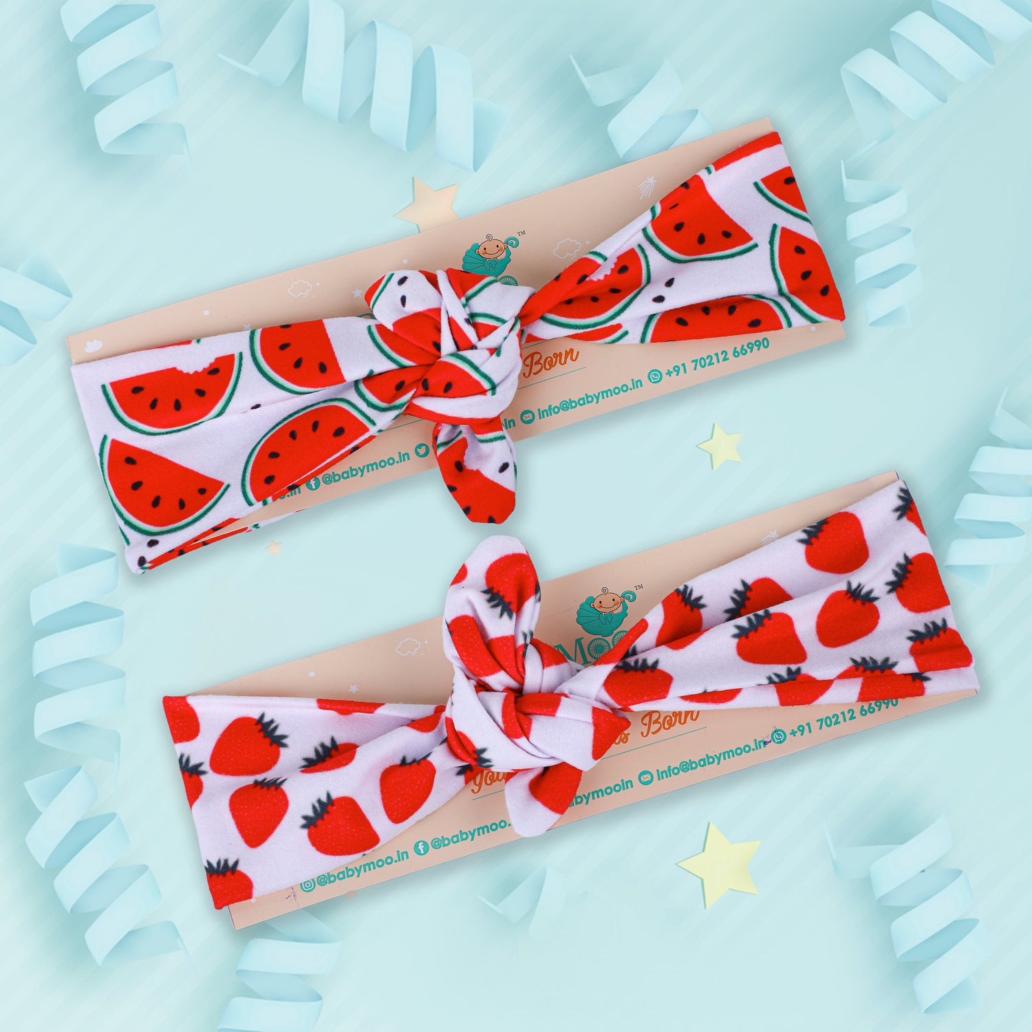 Fruitilicious Bow Knot Headbands 2 Pcs - Red - Baby Moo