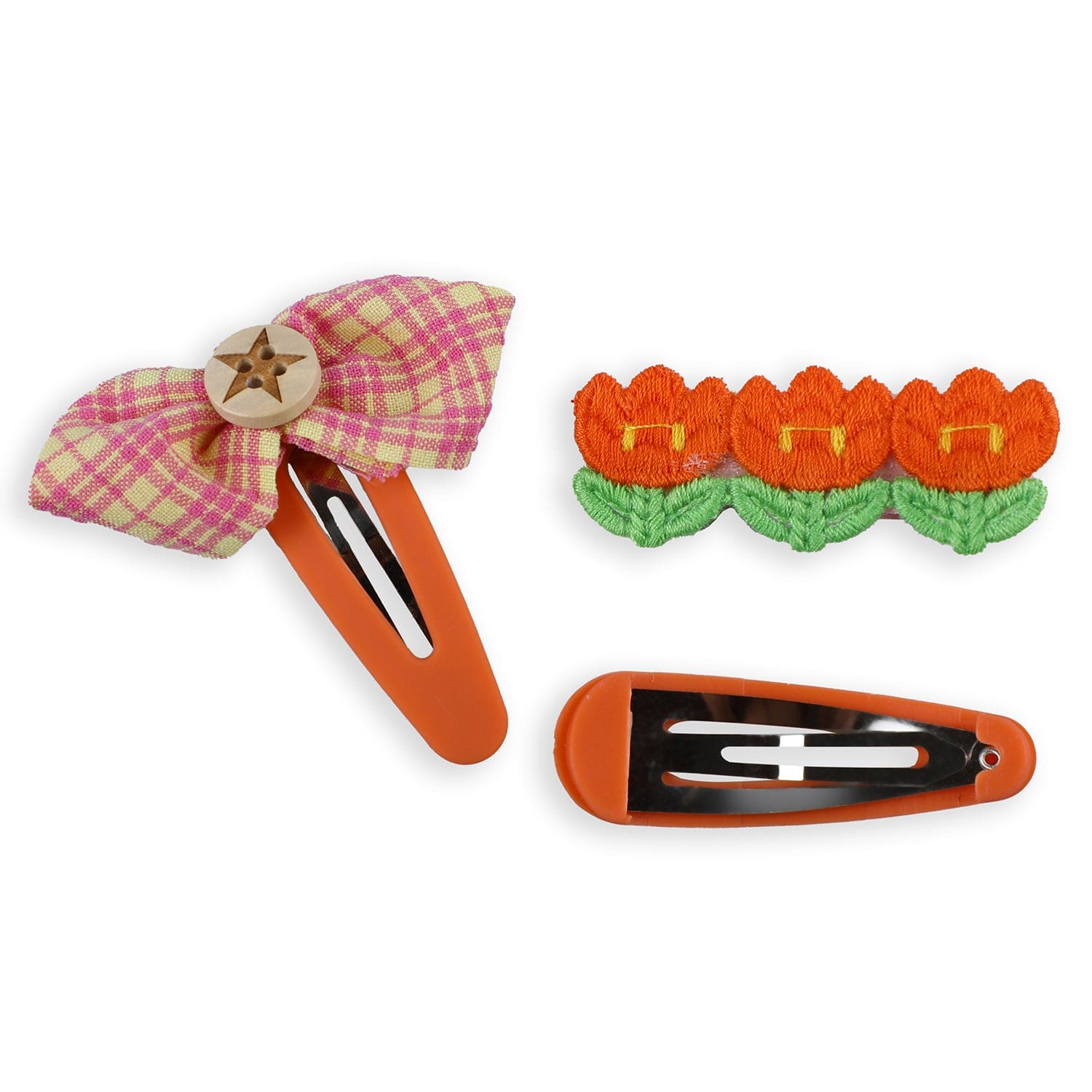 Elara Assorted Hair Clips Set 10 Pcs - Orange - Baby Moo