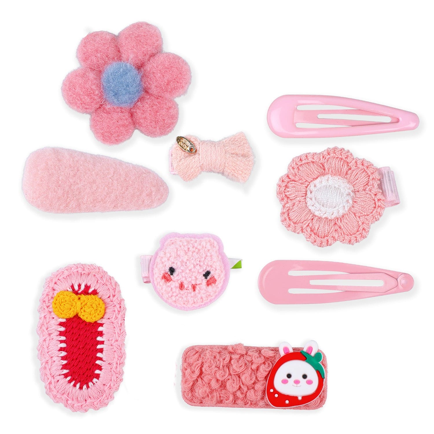 Penelope Floral Hair Clips Set 9 Pcs - Pink - Baby Moo
