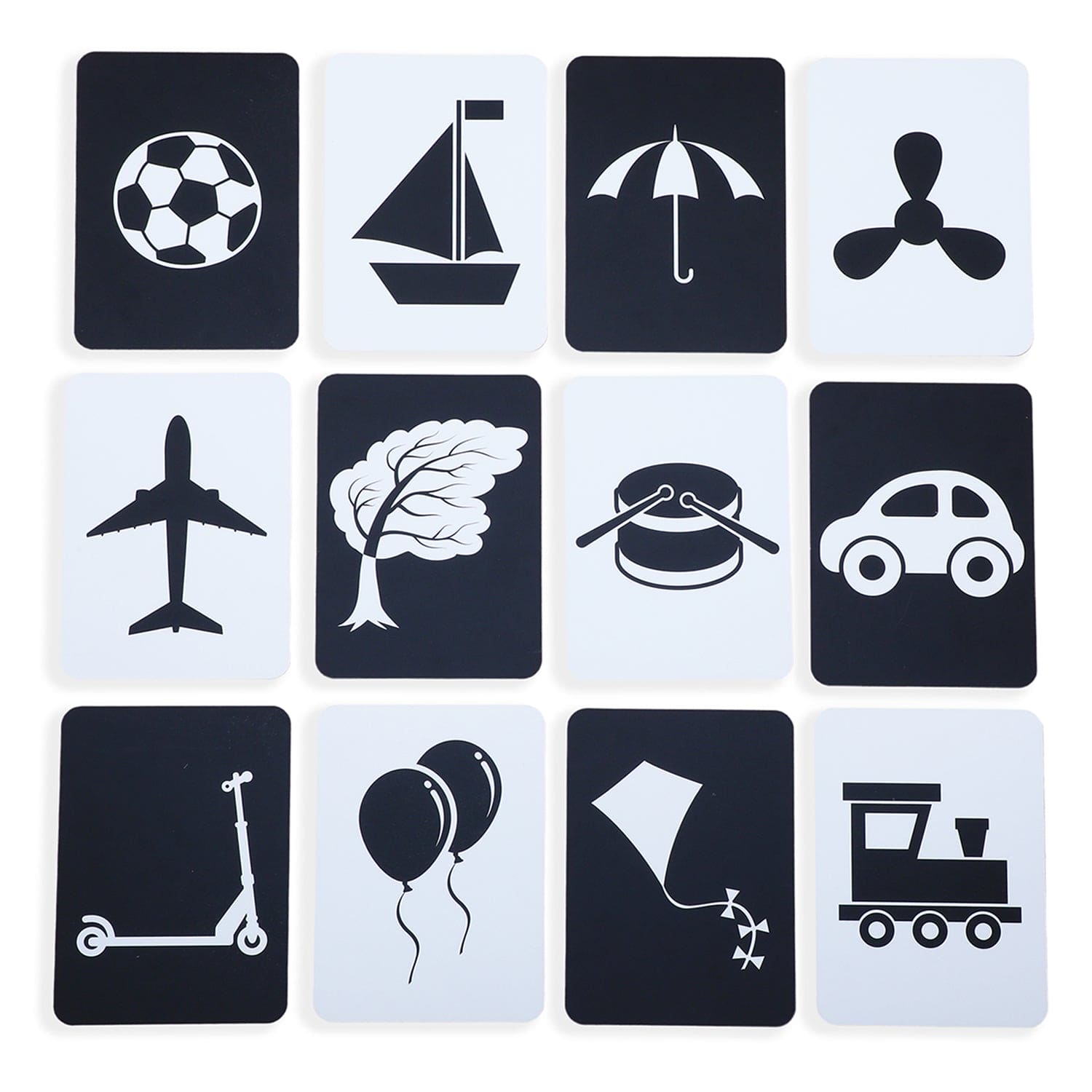High Contrast Flash Cards 36 Cards - Bundle of Animals And Objects And Vehicles And Patterns - Baby Moo
