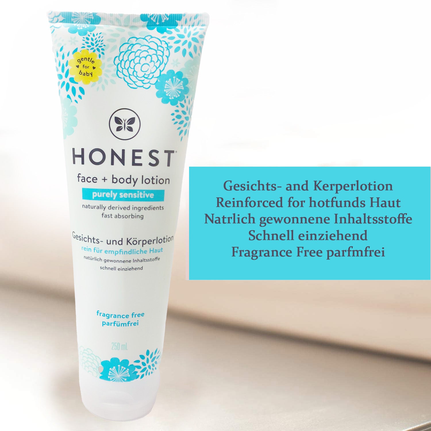 Honest Face + Body Lotion Purely Sensitive Fragrance Free 250ml Blue - Baby Moo