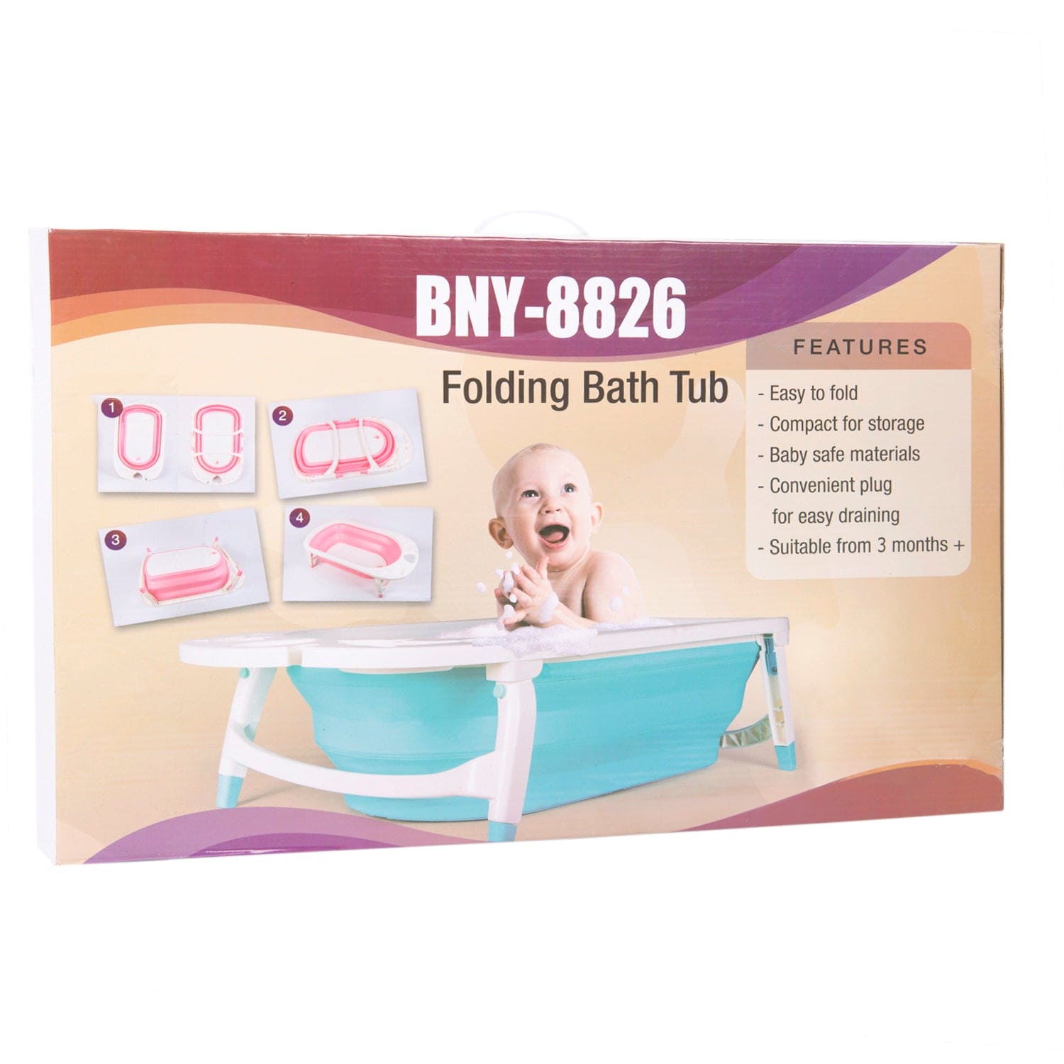 Portable Folding Bath Tub With Drain Plug Blue - Baby Moo