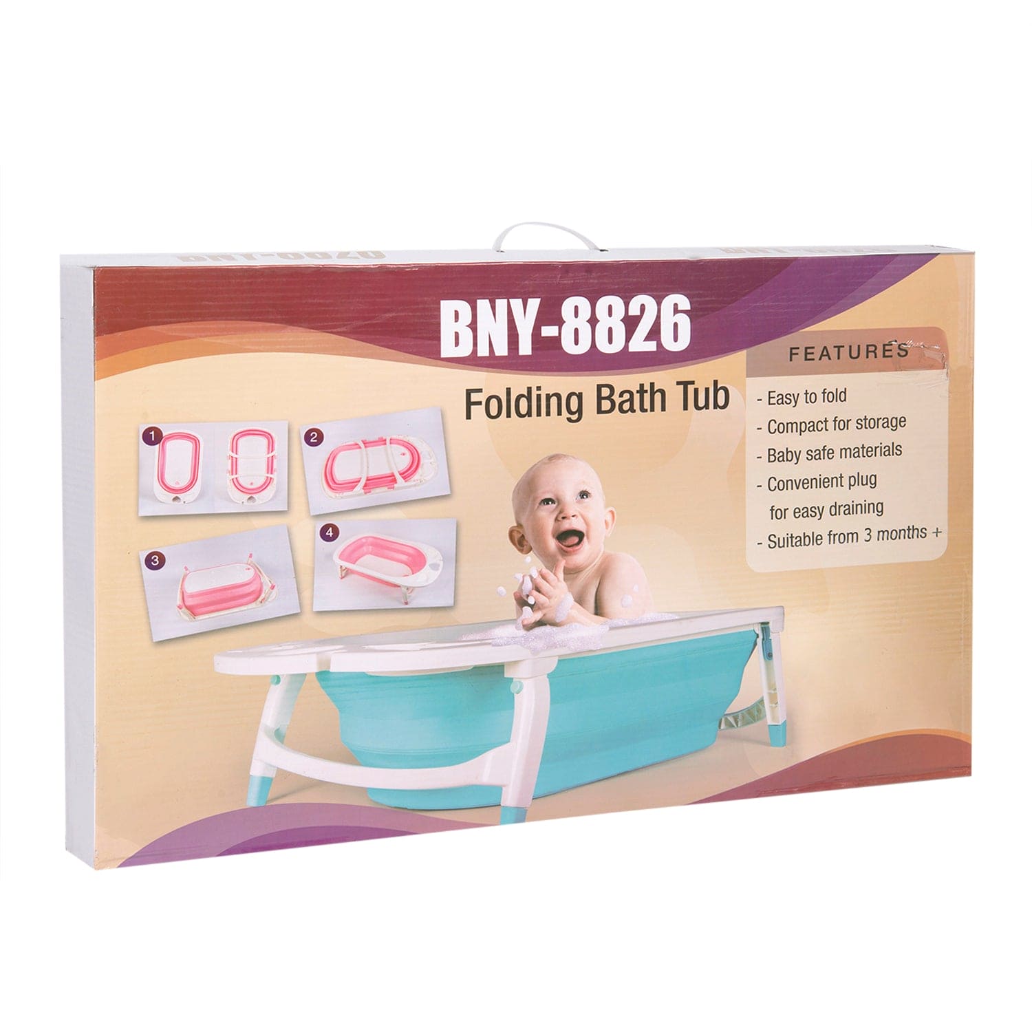 Portable Folding Bath Tub With Drain Plug Pink - Baby Moo