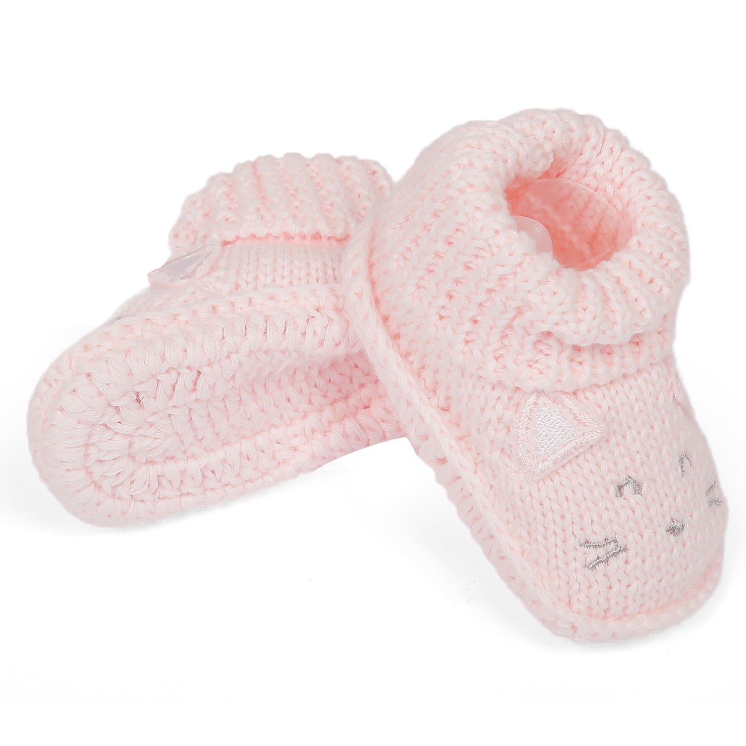 Blushing Kitty Newborn Crochet Socks Booties - Pink - Baby Moo