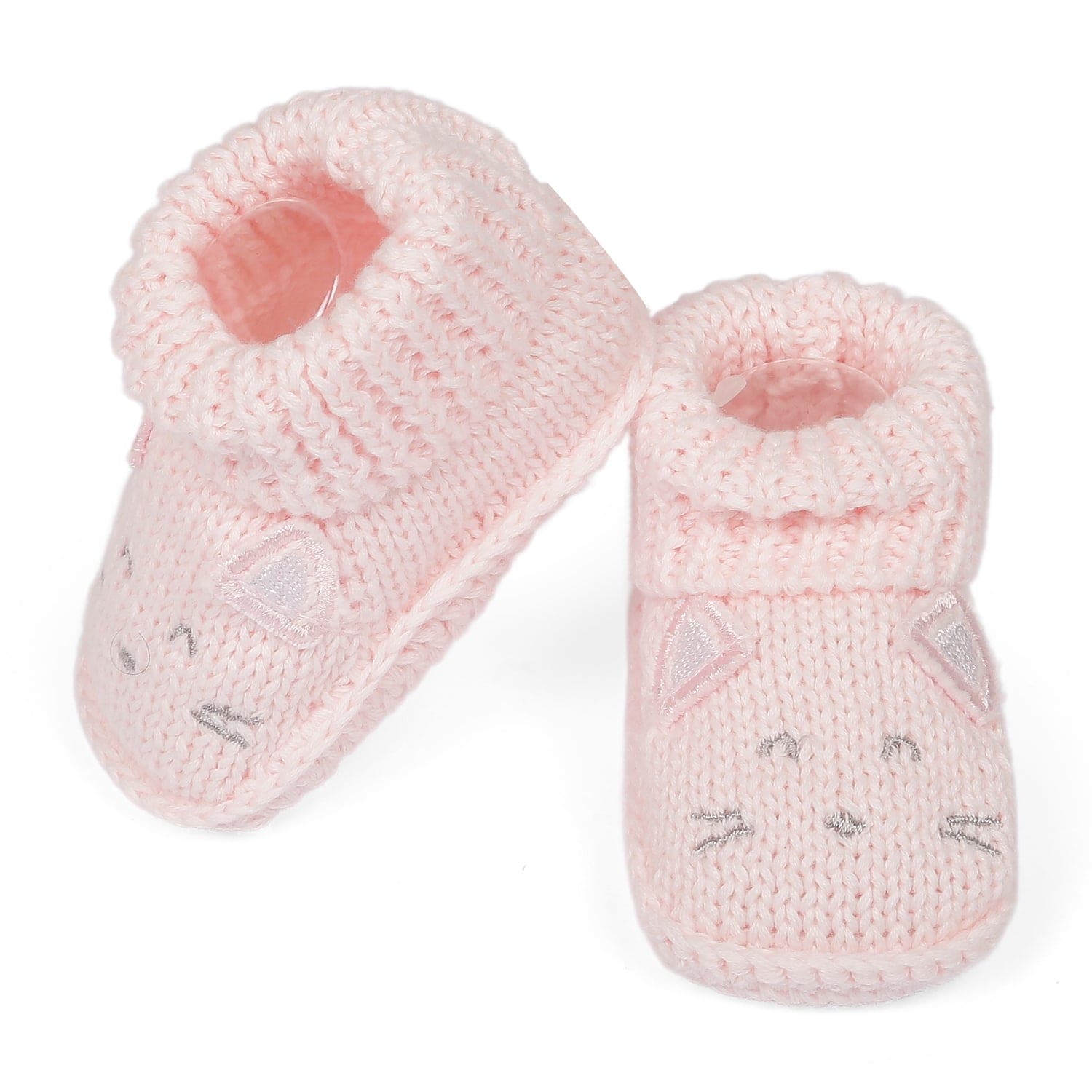 Blushing Kitty Newborn Crochet Socks Booties - Pink - Baby Moo