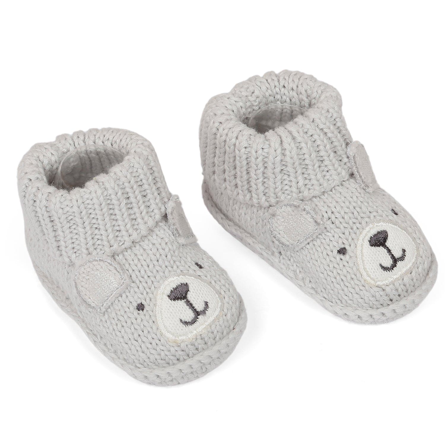 Bear Newborn Crochet Socks Booties - Grey - Baby Moo