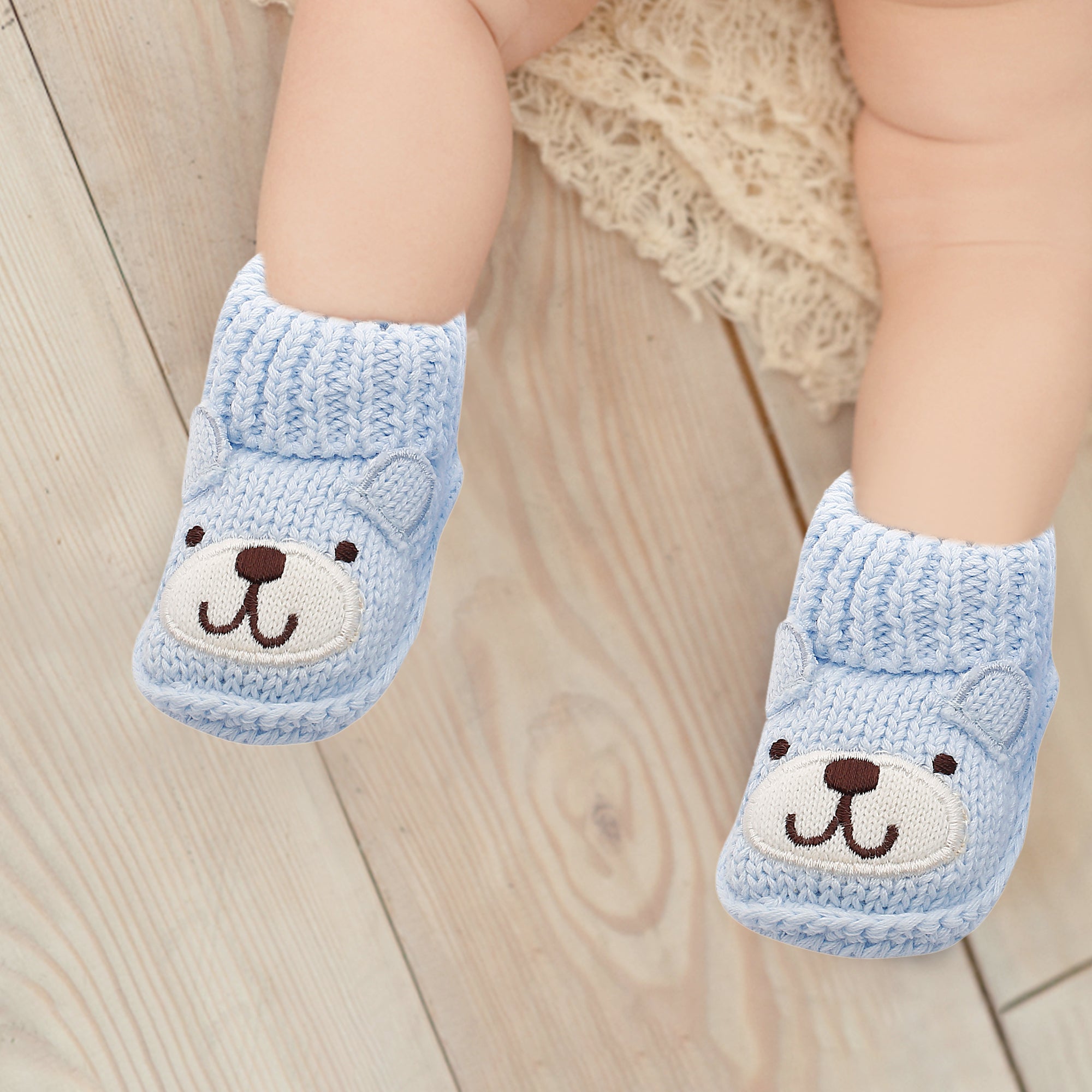 Bff Bear Blue Socks Booties - Baby Moo