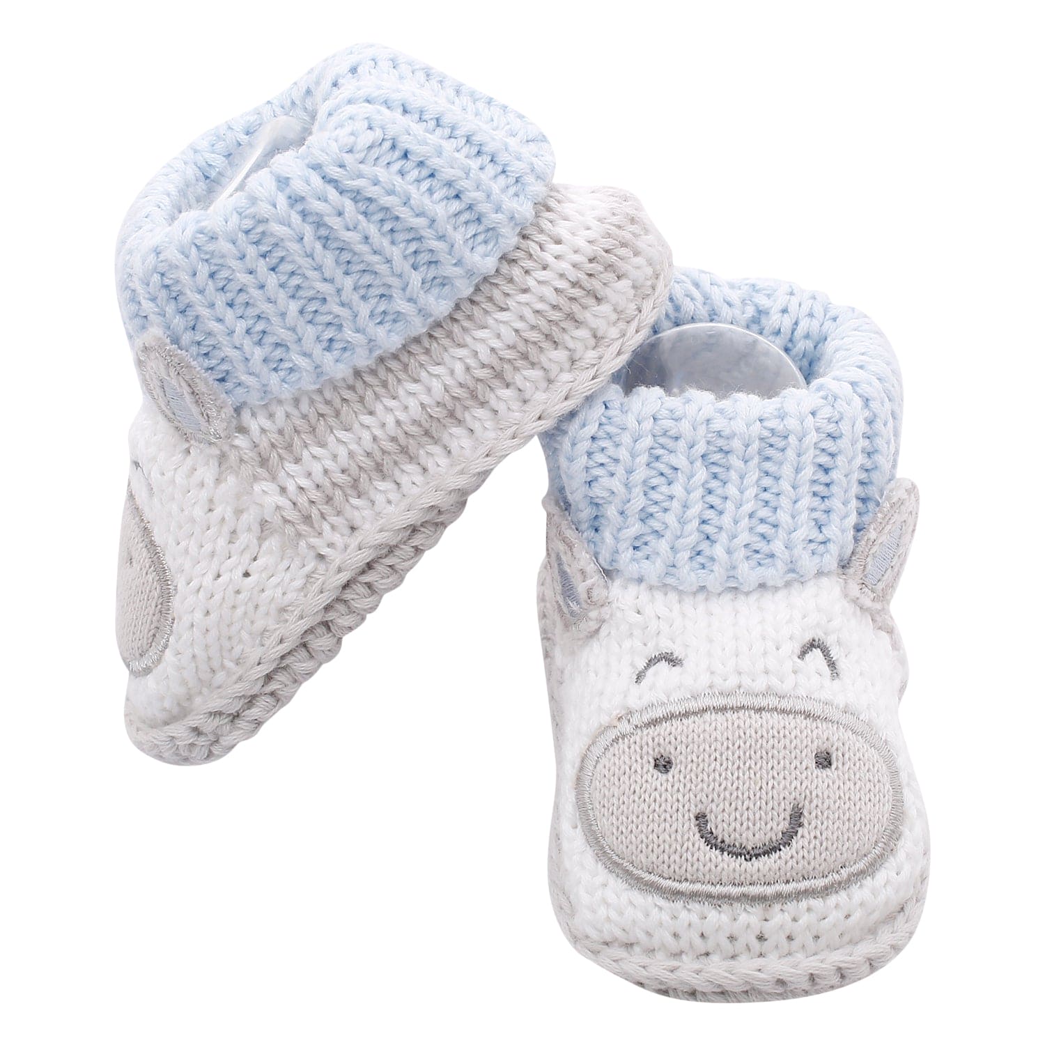 Cute Blue And Grey Socks Booties - Baby Moo